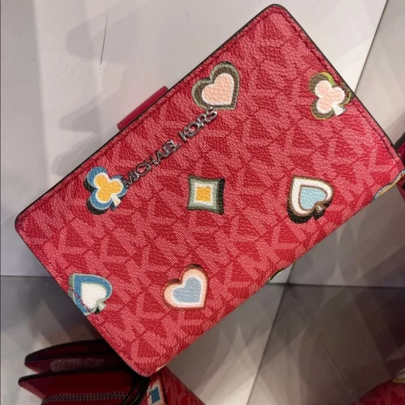 MICHAEL KORS Jet Set Md Printed Signature Logo Bifold Wallet
Dark Raspberry 
NWT - Picture 15 of 16